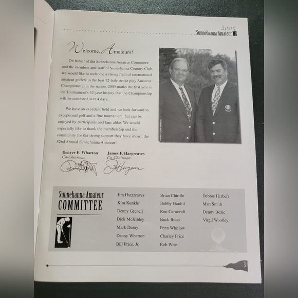 Autographed 2005 52nd Annual Sunnehanna Amateur Golf Tournament Official Program - Picture 3 of 5